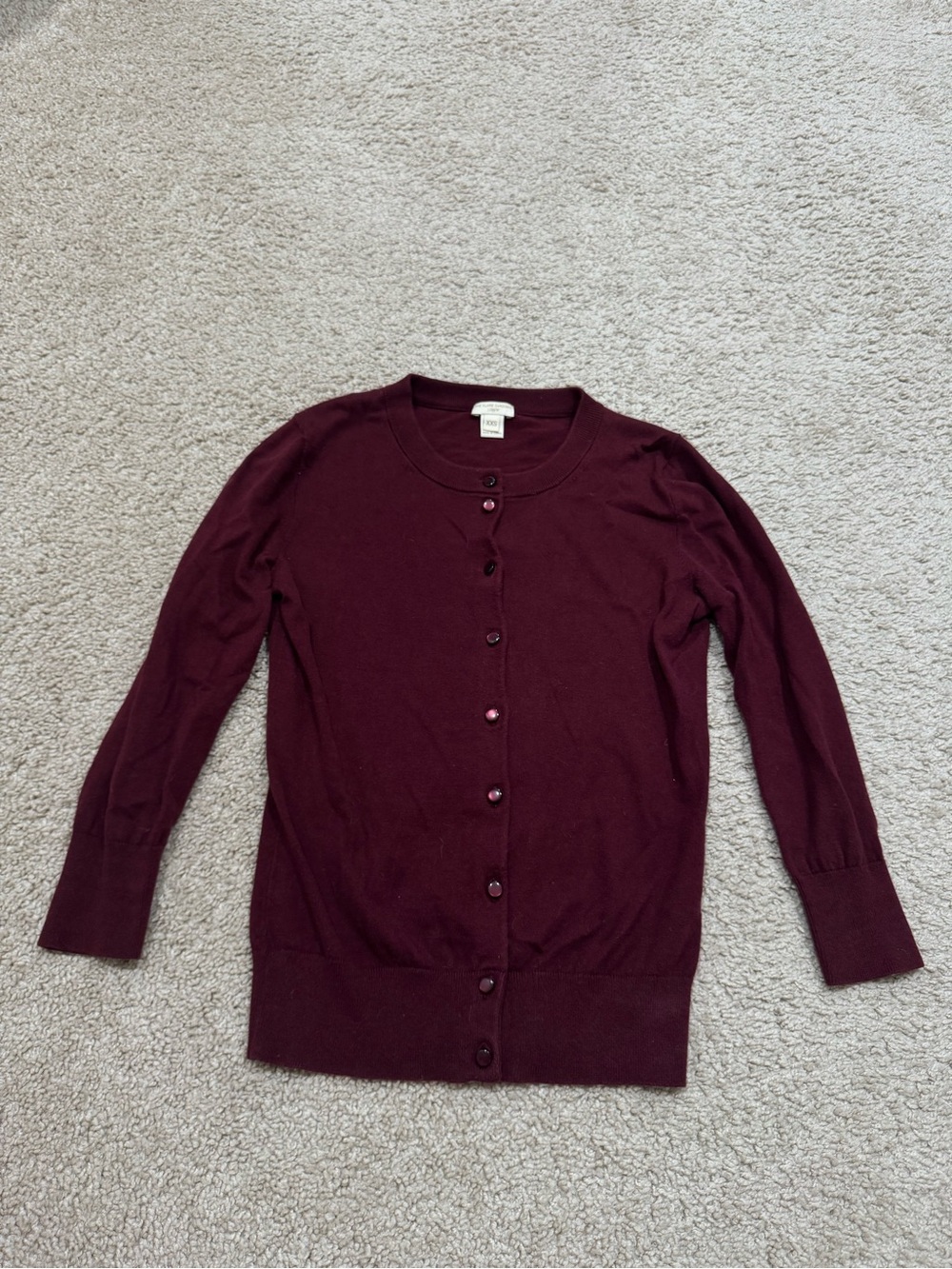 J. Crew Women's Burgundy Crewneck Button The Clare Cardigan